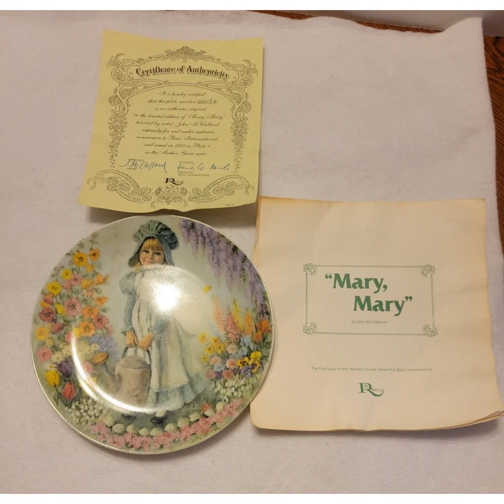 Vtg 1979 Reco Mary, Mary by John McClelland‎ Collectible Plate w/ COA #00218G